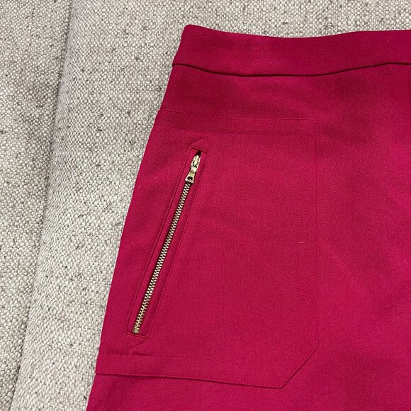 LOFT Womens Petite Size 8 Berry mini Dress Gold Zipper Pocket - Picture 3 of 4